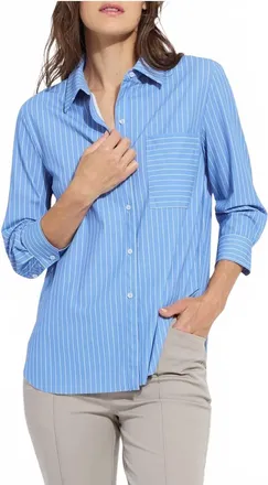 Lyss&eacute; Cropped Schiffer 3/4 Sleeve Top In Fresh & Chic Stripe