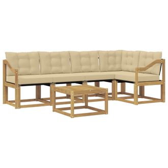 vidaXL Conjunto De Sof&aacute;s De Exterior Con Coj&iacute;n 6 Pcs Y Beige Vidaxl