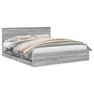 vidaXL Estructura De Cama Gris Sonoma 180 X 200 Cm Madera Ingenieril Vidaxl