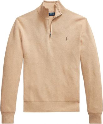 Ralph Lauren Half Zip Sweater - Heren - Coltruien - Bruin - S - Katoen - Truien & Vesten
