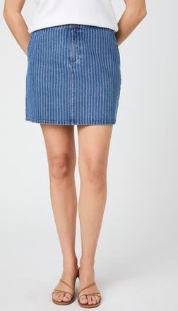 French Connection Cherrie Pinstripe Denim Miniskirt in Medium Wash at Nordstrom Rack, Size X-Large