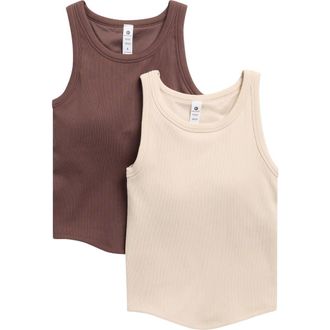 90 Degree by Reflex Pack of 2 Seamless Rib Honey Tank in Classic Brown/Mist Sand at Nordstrom Rack, Size X-Large