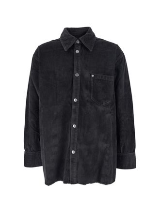 Ami Black Snap Button Corduroy Shirt