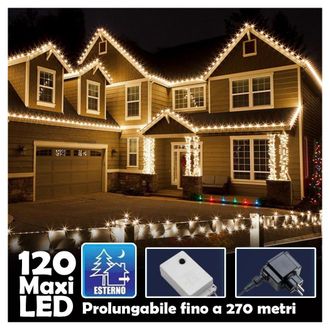 Trade Shop Trade Shop - Catena Luminosa Natalizia 120led Bianco Caldo Con Flash 9mt Esterno Prolungabile