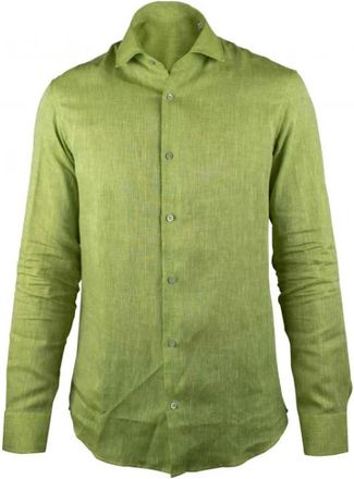 Moorer Sorrento SA Shirt - Heren - Casual Overhemden - Groen - S - Linnen - Overhemden