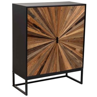 Wanderlust Deco Armario de madera y metal de 2 puertas marron 80x37x101