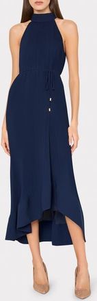Milly Nalani Pleated Sleeveless High-Low Midi Dress in Navy at Nordstrom, Size 10