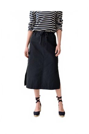 Ann Mashburn Willa Skirt In Navy Nylon Faille
