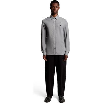 Lyle & Scott Jacquard Stripe Long Sleeve Shirt in White/Deep Tan at Nordstrom, Size Xx-Large