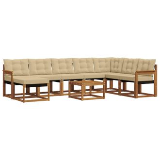 vidaXL Conjunto De Sof&aacute;s De Exterior Con Coj&iacute;n 9 Pcs Natural Y Beige Vidaxl