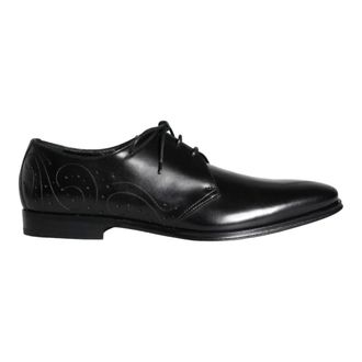 Dolce & Gabbana Zwarte Kalbslederen Derby Heren Veterschoenen - Heren - Nette schoenen - Zwart - 43 EU - Leer - Schoenen
