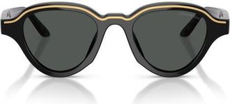 Emporio Armani 47mm Small Irregular Sunglasses in Shiny Black/dark Grey at Nordstrom