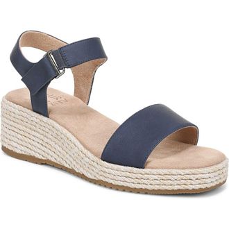 Naturalizer Goldie Wedge Sandal in Dark Blue Faux Leather at Nordstrom Rack, Size 6.5