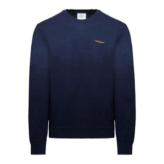 Aeronautica Aeronautica Militare, Round-neck Knitwear, male, Blue, Size: XL Ma1611Ul00506 Round-neck Knitwear