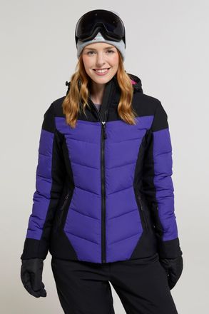 Mountain Warehouse Resort Womens Padded Ski Jacket with Adjustable Hood Water Resistant Coat Purple