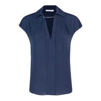 Patrizia Pepe Patrizia Pepe, Blouses, female, Blue, Size: XS Blue Viscose Shirt Soft Fit Short Sleeve