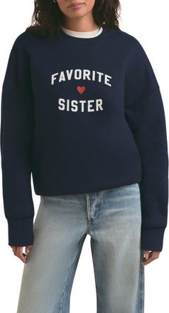 Favorite Daughter Favorite Sister Heart Logo Sweatshirt in Navy at Nordstrom, Size X-Large