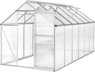 TecTake Aluminium Greenhouse, Uv-Resistant, 185X375X195Cm in Clear | Size: Large