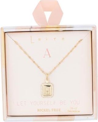 Leith Initial Pendant Necklace in A- Clear- Gold at Nordstrom Rack