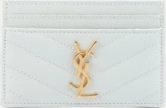 Saint Laurent Cassandre YSL Monogram Card Case in Grained Leather