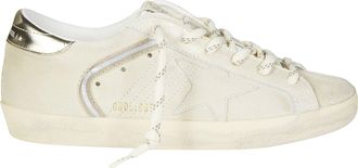 Golden Goose Beige Suede Silver Heel Super-Star Sneakers