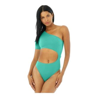 Alo Yoga Body Wave Cutout One Shoulder One Piece Bodysuit in Ocean Women