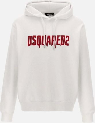 Dsquared2 Mens Dsquared2 Horror Logo White Hoodie - Size: 42