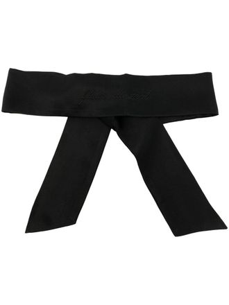 Fleur du Mal embroidered-logo silk blindfold - Black