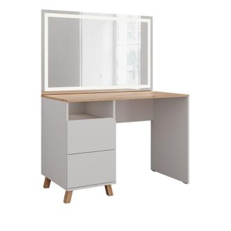 Vicco Tocador Karen, Blanco/Artesano, 110 cm con espejo LED, Vicco