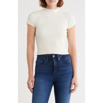 Good American Terry Rib Mock Neck Top in Cloud White at Nordstrom Rack, Size Xx-Large