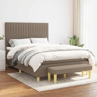 vidaXL Vidaxl - Cama Box Spring Con Colch&oacute;n Tela Gris Taupe 140x190 Cm