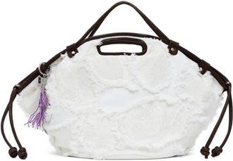 Desigual Raw Edge Detail Shopping Bag in White at Nordstrom