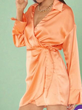 Show me your Mumu Clara Collared Mini Dress In Orange