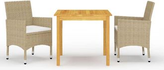 vidaXL Juego De Comedor De Jard&iacute;n De 3 Piezas Beige Vidaxl