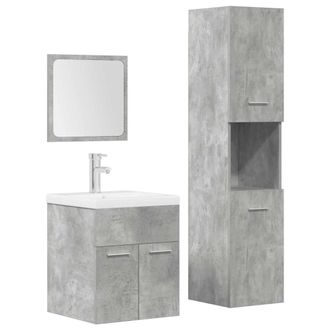 vidaXL Vidaxl Set Mobili Da Bagno 4 Pz Grigio Cemento In Legno