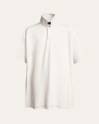 Balenciaga Mens Oversized Double-Layer Polo Shirt