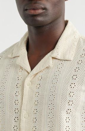 Madewell Short Sleeve Button-Up Shirt in Embroidered Cotton in Dusty Pearl at Nordstrom, Size Xx-Large