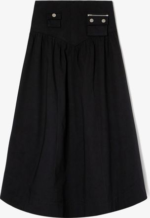 Ganni Black Long Cotton Skirt - Size 10/12 Organic
