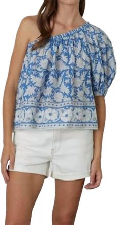 Velvet Diana One Shoulder Top In Azul