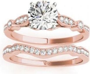 Allurez Marquise & Dot Diamond Vintage Bridal Set in 14k Rose Gold (0.29ct)