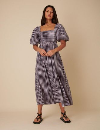 Nobody's Child Blue And Pink Gingham Nova Midi Dress
