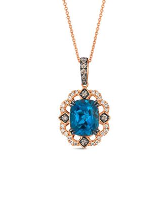 Le Vian 14K Rose Gold 3.62 ct. tw. Diamond & London Blue Topaz Drop Pendant