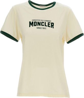 Moncler White Crew Neck Logo Print T-Shirt