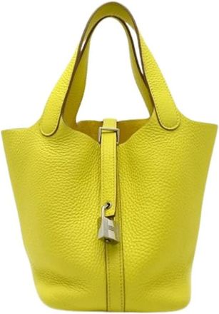 Herm&egrave;s Pre-owned Vintage Bucket Bag - Dames - Vintage Tas - Geel - ONE Size - Leer - Vintage