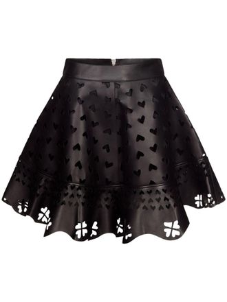 Area laser-cut leather miniskirt - Black