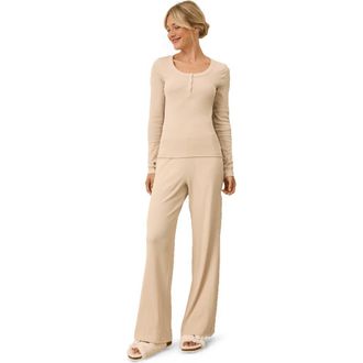 Pact Dream Rib Slim Henley Made with Organic Cotton in Sandshell at Nordstrom, Size Medium