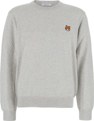 Maison Kitsun&eacute; Grey Crew Neck Sweater