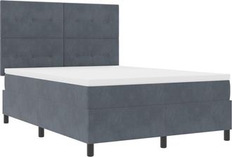 vidaXL Vidaxl - Box Spring Bed with Mattress Dark grey 160 x 200 cm Velvet