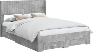 vidaXL Estructura De Cama Con Almacenamiento Y Cabecero Gris Hormig&oacute;n Vidaxl