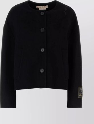 Marni felt blazer with long sleeves and patch pockets